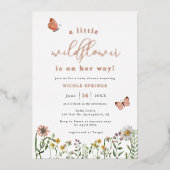 Roos van kleine wilde Baby showers Folie Uitnodiging (Voorkant)