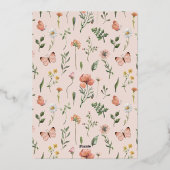 Roos van kleine wilde Baby showers Folie Uitnodiging (Achterkant)