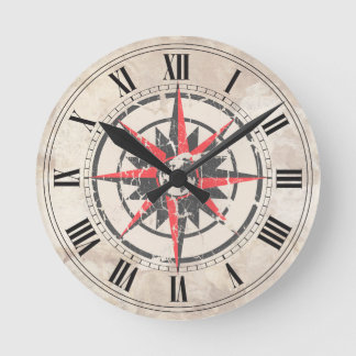 Roos van kompas met Wereldbol, Onderdruk Ronde Klok