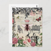 Roos van koningin Bee Garden Briefkaart (Voorkant / Achterkant)