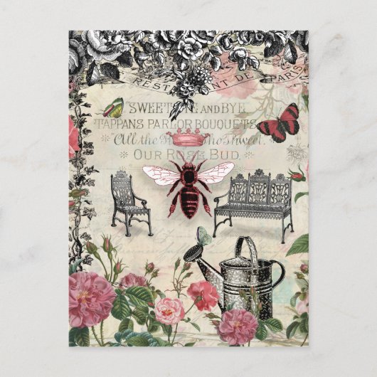 Roos van koningin Bee Garden Briefkaart (Voorkant)