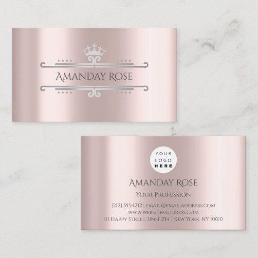 Roos van koninklijke merknaam Silver Grey Lijst Visitekaartje (Voorkant / Achterkant)