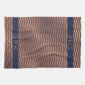 Roos van koper Gold Foil Chevron Navy Blue Monogra Theedoek (Horizontaal)