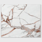 Roos van koper Witte Abstracte Carrara Marble Ston Cadeaupapier (Vlak)