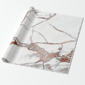 Roos van koper Witte Abstracte Carrara Marble Ston Cadeaupapier (Uitgerold)