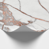Roos van koper Witte Abstracte Carrara Marble Ston Cadeaupapier (Hoek)