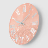 Roos van koraalpeach Glitter Metallic Roman Nummer Grote Klok (Hoek)
