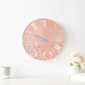 Roos van koraalpeach Glitter Metallic Roman Nummer Grote Klok (Huis)