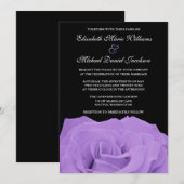 Roos van lavender en Black Wedding Kaart (Voorkant / Achterkant)