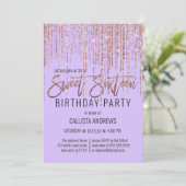 Roos van lavender Gold Glitter Fringe Curtain Swee Kaart (Staand voorkant)