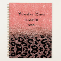 Roos van luipaard Gold Glitter 2023 Planner met na