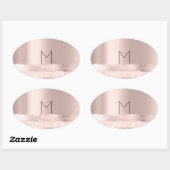 Roos van Monogram Vonk Blush Initiaal Naam Oval Ovale Sticker (Vel)