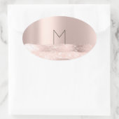 Roos van Monogram Vonk Blush Initiaal Naam Oval Ovale Sticker (Tas)