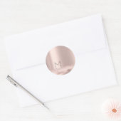 Roos van Monogram Vonk Blush Initialen Naam Slagen Ronde Sticker (Envelop)