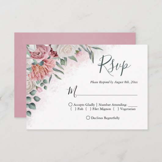 Roos van mosterd RSVP kaartje (Voorkant / Achterkant)