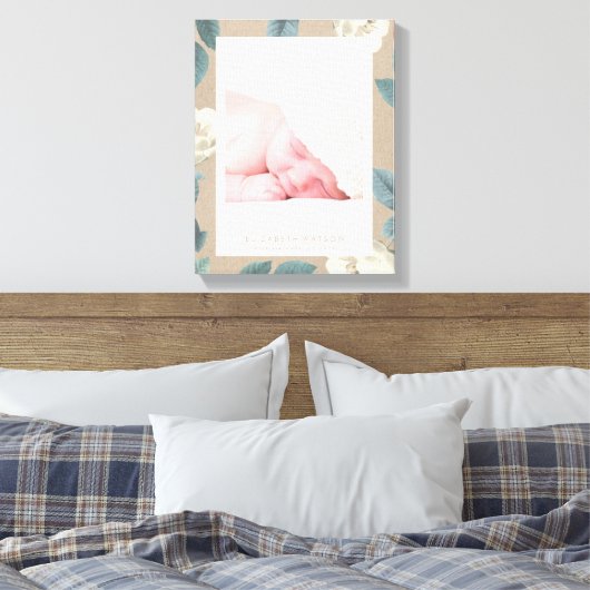 Roos van Natuurlijke Kraft Floral Lijst Canvas Afd (Insitu (Slaapkamer))