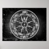 Roos van oude kompas (B&W) Poster (Voorkant)