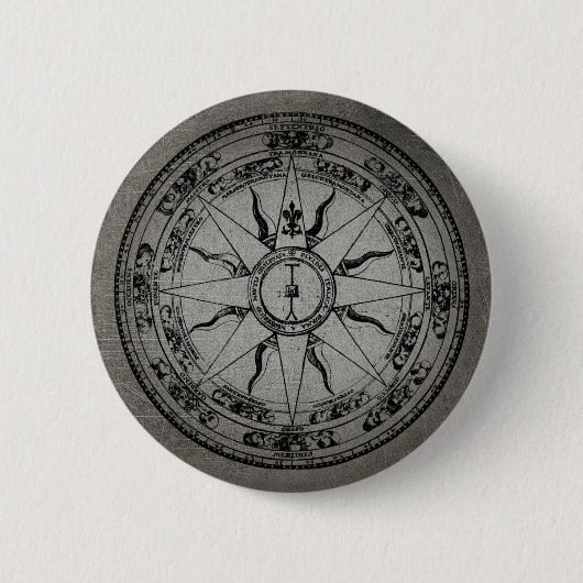 Roos van oude kompas (B&W) Ronde Button 5,7 Cm (Voorkant)