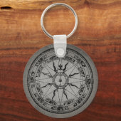 Roos van oude kompas (B&W) Sleutelhanger (Voorkant)