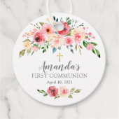 Roos van pony's Floral Eerste Heilige Communie Bedankjes Labels (Voorkant)