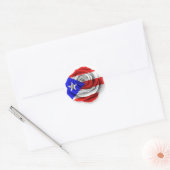 Roos van Puerto Rican Vlag op wit Ronde Sticker (Envelop)