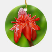 Roos van rode carriboon Exotic Flower Keramisch Ornament (Voorkant)
