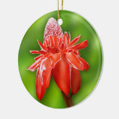 Roos van rode carriboon Exotic Flower Keramisch Ornament (Links)