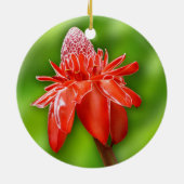 Roos van rode carriboon Exotic Flower Keramisch Ornament (Achterkant)