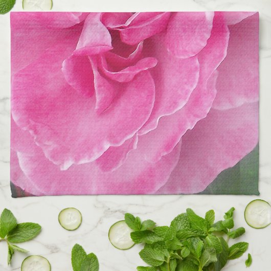 Roos van roze tuin theedoek (Gevouwen)