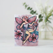 Roos van Sharon Hibiscus Fairy Briefkaart (Staand voorkant)