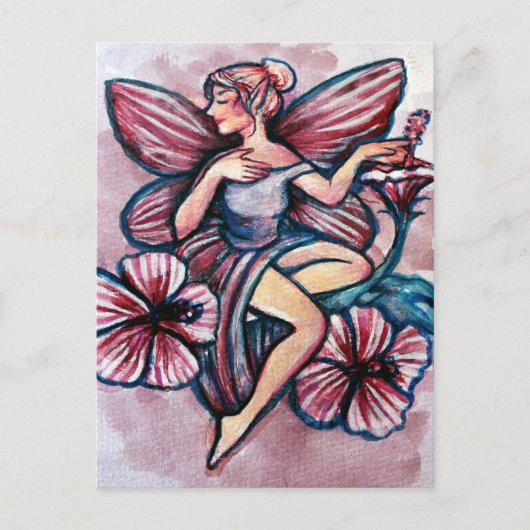 Roos van Sharon Hibiscus Fairy Briefkaart (Voorkant)