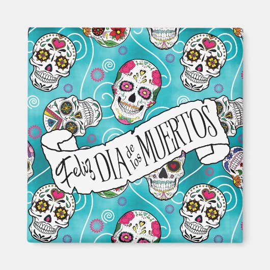 Roos van suikerriet Turquoise ID725 Magneet (Voorkant)