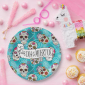 Roos van suikerriet Turquoise ID725 Papieren Bordje (Feest)