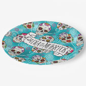 Roos van suikerriet Turquoise ID725 Papieren Bordje (Gekanteld)