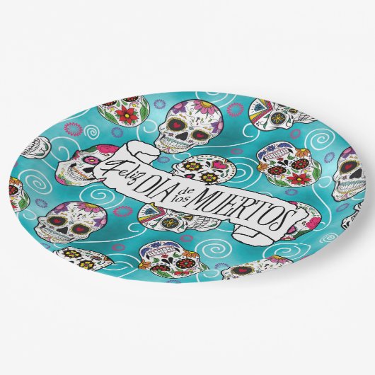 Roos van suikerriet Turquoise ID725 Papieren Bordje (Gekanteld)