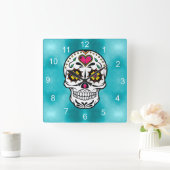 Roos van suikerriet Turquoise ID725 Vierkante Klok (Huis)