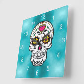 Roos van suikerriet Turquoise ID725 Vierkante Klok (Hoek)