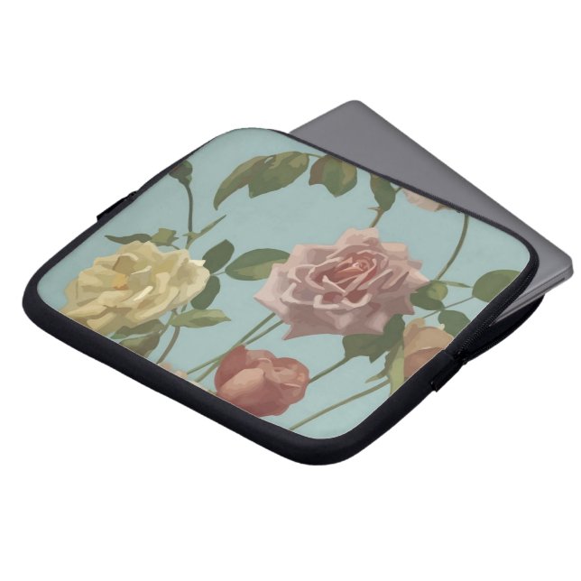  Roos van thee en Rozen van Blush Laptop Sleeve (Voorkant top)