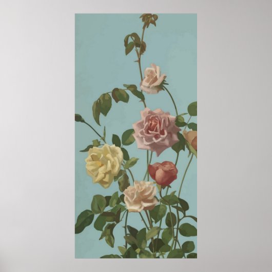 Roos van thee en Rozen van Blush Poster (Voorkant)