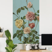 Roos van thee en Rozen van Blush Poster (Thuiskantoor)