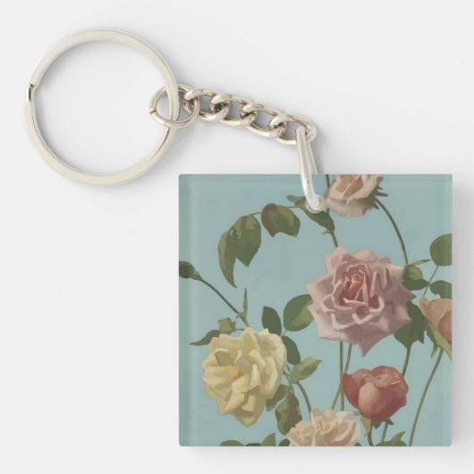 Roos van thee en Rozen van Blush Sleutelhanger (voorkant)