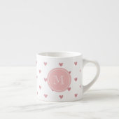 Roos van thee Roze glitter Harten met monogram Espresso Kop (Rechts)