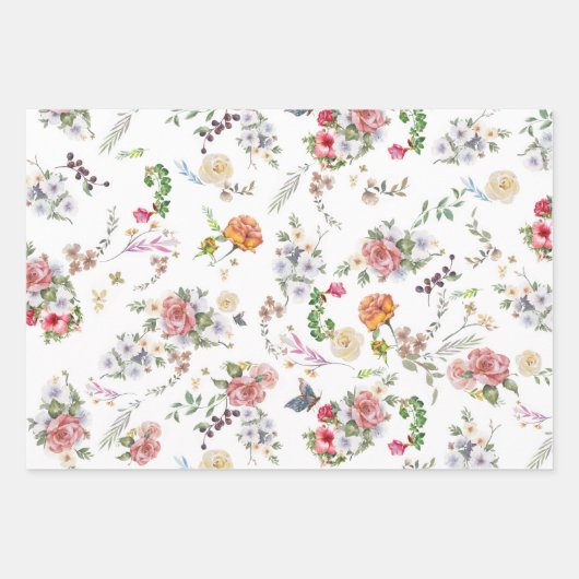 Roos van tuinbouwgewassen Waterverf Inpakpapier Vel (Voorkant 3)