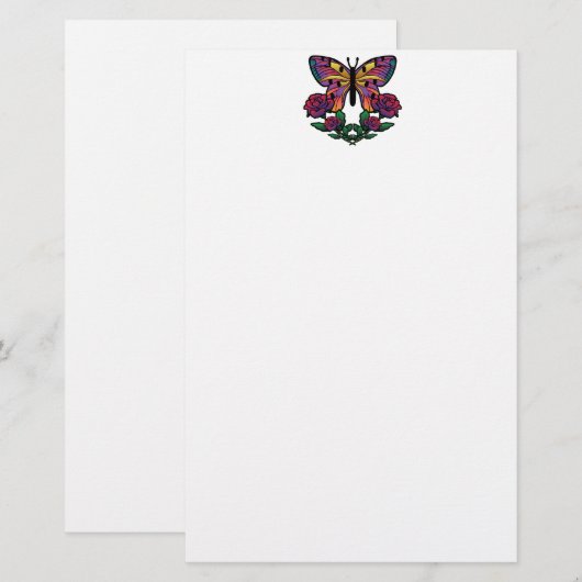 Roos van vlinder briefpapier (Voorkant / Achterkant)