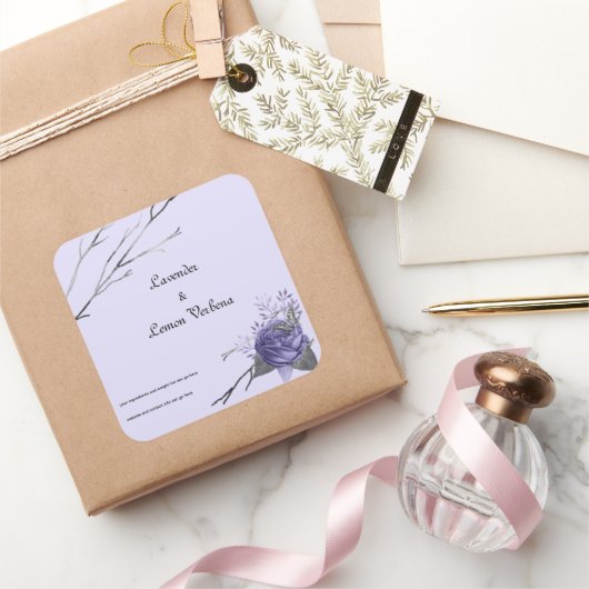 Roos van vlinder Luxe zeep en kaarslabel Vierkante Sticker (Geschenken)
