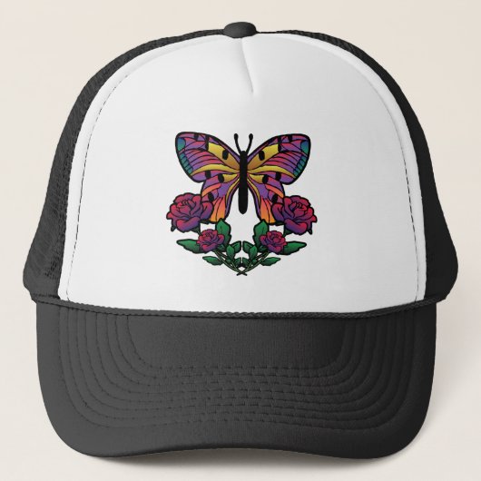 Roos van vlinder trucker pet (Voorkant)