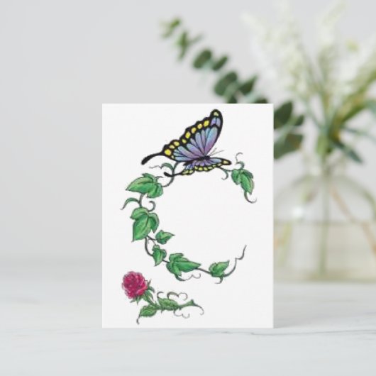 roos van vlindervlinders briefkaart (Staand voorkant)
