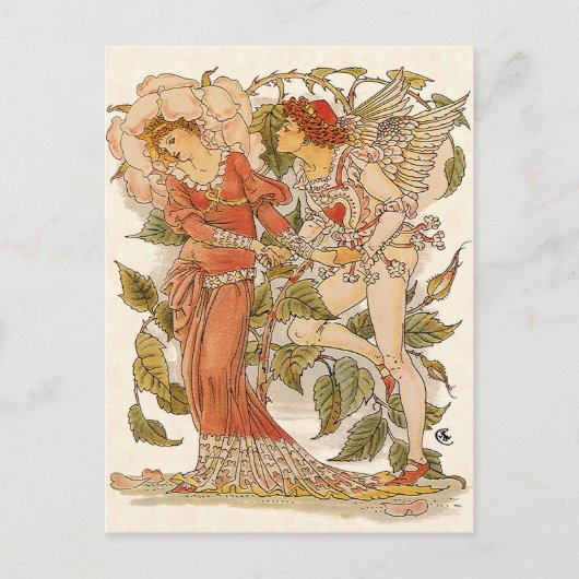 Roos van Walter Crane,  liefdessparen de Datum Aankondigingskaart (Voorkant)