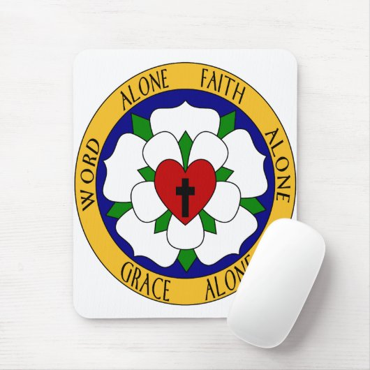 Roos van witte en groene luther muismat (Met muis)