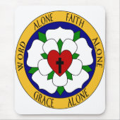 Roos van witte en groene luther muismat (Voorkant)